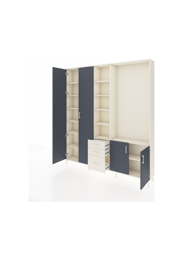 Arges Dolap 13 Raflı 3 Çekmeceli 4 Kapaklı 220x30x243 Aytaşı-antrasit/aytaşı Antrasıt/aytası