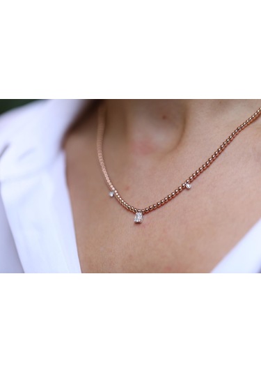 1517-1 Reis Baget Kolye Top Top Sarı Altın