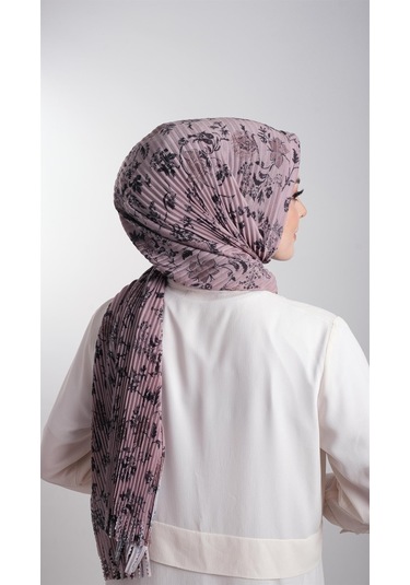 Vizon Pratik Hazır Geçmeli Tesettür Eşarp Kesik Elyaf Piliseli Çiçek Desenli 1818d6 10