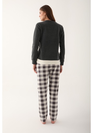 Arnetta Fa Fredo Koyu Gri Kadın Uzun Kol Pijama Takım