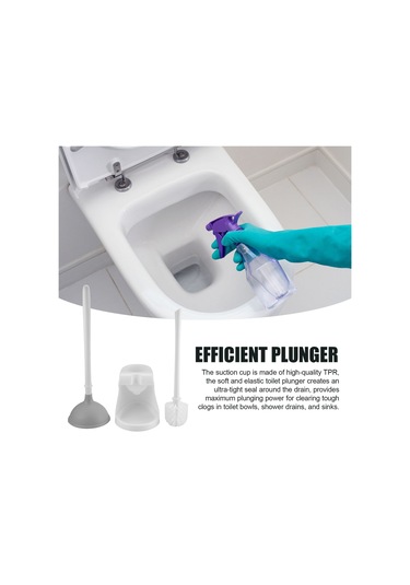 Tuvalet Pompası Ve Fırçası 2'si 1 Arada Tuvalet Kase Fırçası Pompası Seti A Beyaz