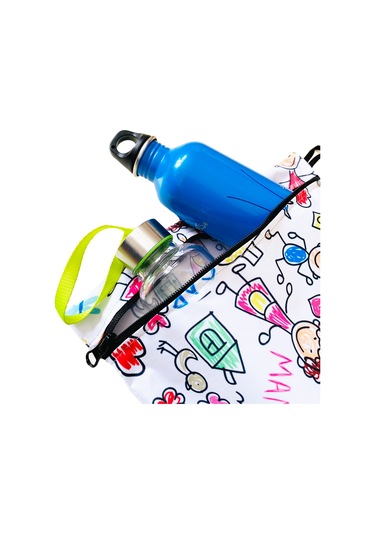 Yorni 43x46cm, Family, Su Geçirmez Bebek Çocuk Beslenme Çantası, Torba Beyaz