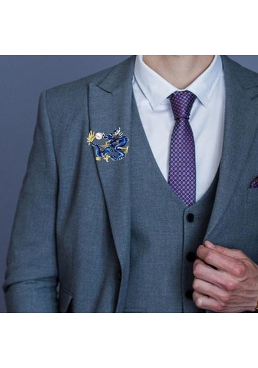 Gümüş Çin Tarzı Zodyak Ejderha Broş Sahte İnci Dekor Bahar Şenliği Pin Karikatür Hayvan Şekli Takım Elbise Yaka Şapka Çanta Rozeti Gümüş