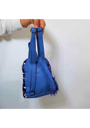 Fiyra Crn Saks Pullu Kız Çocuk Sırt Çantası 16cmx20cmx10cm Saks Mavi