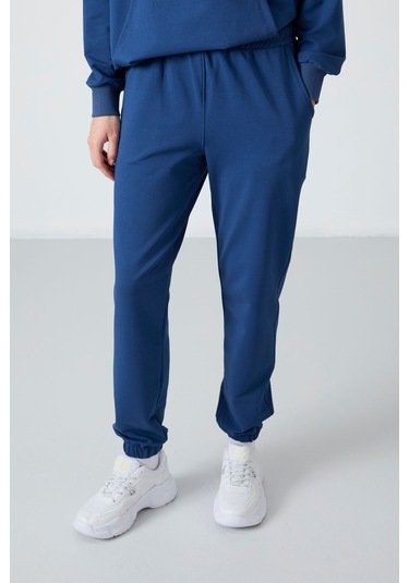 Tommy Life Parlament Kapüşonlu Kanguru Cep Oversize Lastik Paça Kadın Eşofman Takımı - 95288 Parlament Parlament Mavisi