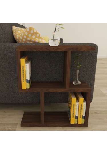 Moonlife Kitaplıklı Yan Sehpa Ceviz