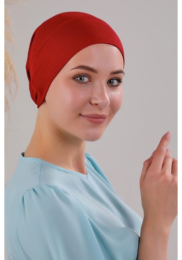 Tesettür Hazır Pratik Geçme Boru Bone Bordo Bordo