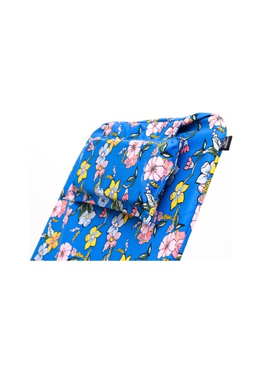 Herrmen Portatif Yastıklı ve Minderli Şezlong Saks Mavi