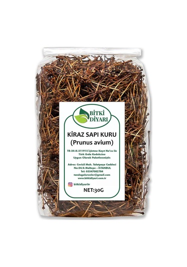 Kiraz Sapı Kurutulmuş Yeni Hasat Prunus Avium 30gr