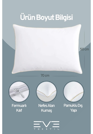 Eve Tekstil 10 Adet Yellow Dream Serisi Fermuarlı Antialerjik Silikon Elyaf Dolgulu Yastık 50x70cm 1200gr