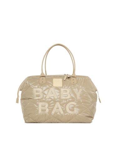 Bagmori Baby Bag Nakışlı Puf Şişme Anne Bebek Bakım Çanta Vizon