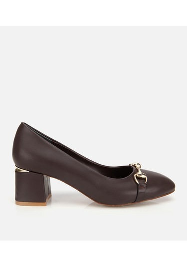 Hotiç Kadın Kahverengi Gold Tokalı Kalın Topuklu Ayakkabı 01ayh314840a480 01ayh314840a480 Kahverengi