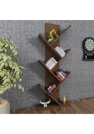 Moonlife Tree Dekoratif Kitaplık Ceviz