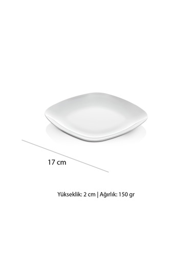Alezy 592 Göreme Melamin Termostar Kare Servis Tabak 17 Cm Beyaz