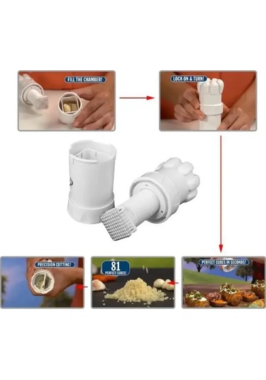 Jialan Çok Fonksiyonlu Sarımsak Presi, Sarımsak Dilimleyici, Beyaz