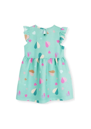 Ahengim Kız Çocuk Kalp Desenli Elbise Ak2406 SU YEŞİLİ