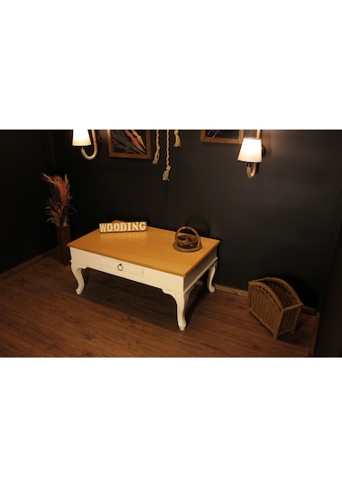 Wooding 100 Cm Masif Naturel Krem Orta Sehpa