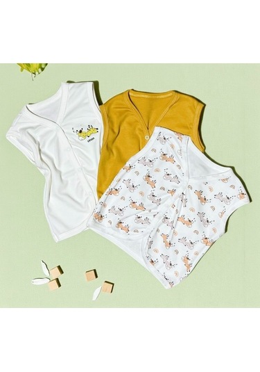 Baskılı Üçlü Yelek Hardal