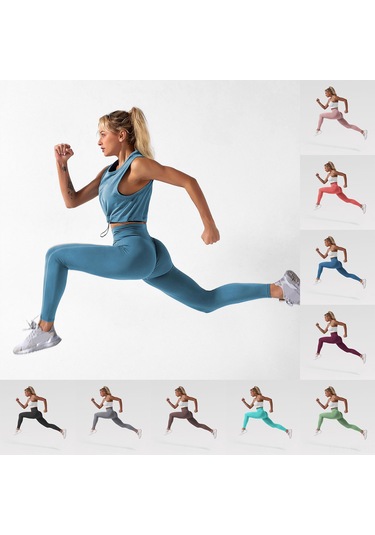 Skycity Kadınlar İçin 2 Parça Dikişsiz Yoga Seti: Esnek, Rahat Ve Nefes Alabilir Spor Kıyafeti Mavi