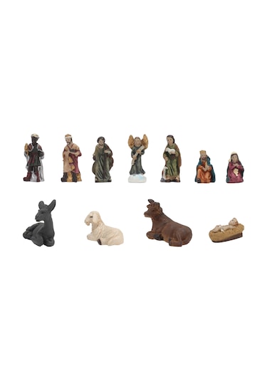 Vkemall 11 Parça Reçine Doğum Sahnesi Seti - Noel Dekorasyonu Masaüstü Figürleri Hediye