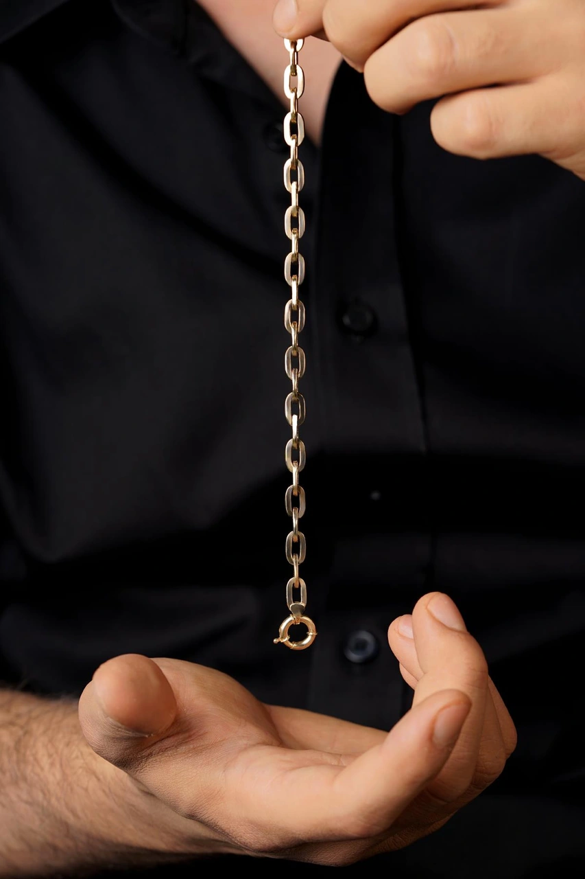 14 Ayar Altın Yengeç Bileklik Erkek 6.40 Mm Blk5845-e Sarı Altın