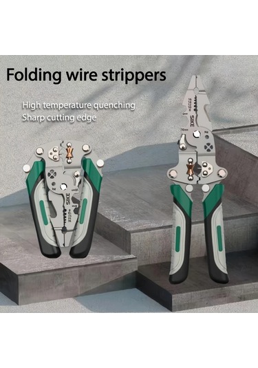 Gateesat Katlanır Çok Amaçlı Metal Tel Soyucu - Kesme Kıstırma Kaymaz Tutuş