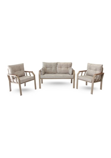 Tu Tienda Kapiçino Metal 2+1+1 Demonte Bahçe,balkon Takımı Bej