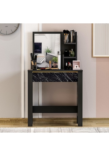 Gupse Makyaj Masası Siyah - Royal Mermer