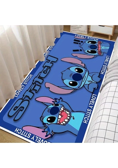 Fochsia Happy Disney Stitch Yoga Matı Lilo Donut Desenli Katlanır Yıkanabilir Halı