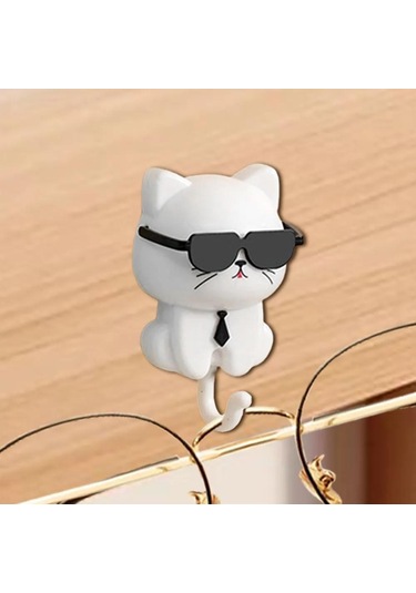 Singree Kedi Figürlü Zıplayan Gözlü Abs Makyaj Tutucu, Deliksiz 10kg Yük Taşıyan Dekoratif Anahtar Tutucu