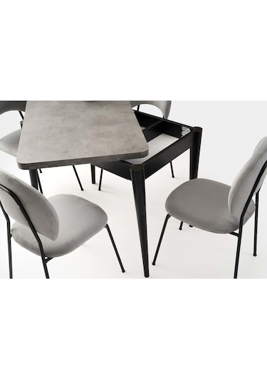 Mobilgen Sadece Masa Siyah Mermer 65+65 Gonca Açılabilir Masa Siyah Mermer