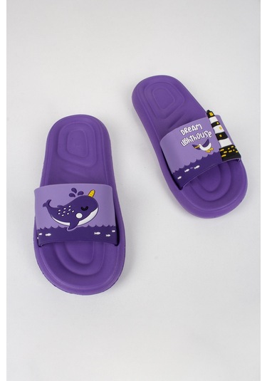 Kız Çocuk Tatlı Balina Temalı Terlik-5754-mor Mor