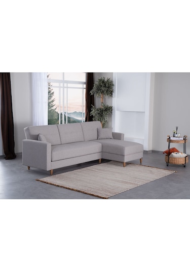 Kilim Mobilya Scandi Köşe Uzanmalı Yataklı Köşe Takımı Hem Sağ Hem Sol Köşe Olarak Kullanılabilir Beyaz