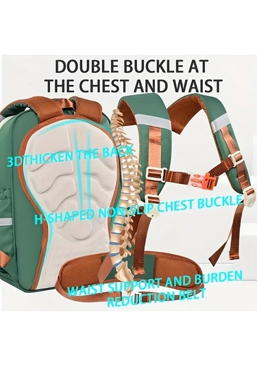 Cordial Yeşil Ayarlanabilir Askılar Büyük Kapasiteli Çoklu Cep Detaylı Şık Kontrast Renkli Harf Baskılı Sırt Çantası Dayanıklı Naylon Kadınlar İçin Rahat Gündelik Çanta Yeşil