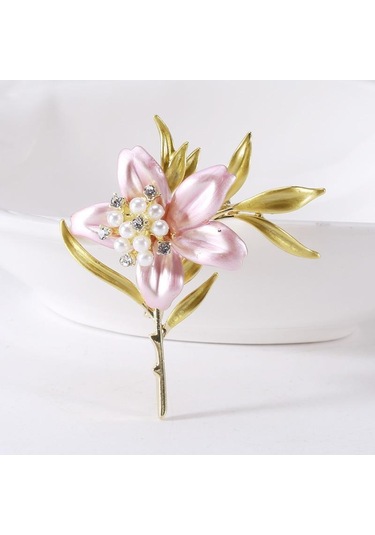 Mavi Blucome Yeni Sanatsal Şeftali Çiçeği Broş Nazik Taze Çiçek Bitki Pin Kadın Parti Ofis Broş Pin Hediyeler Mavi