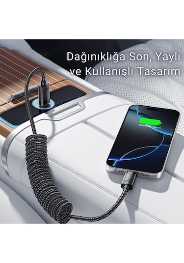 Essager Pd 100w 7a Usb To Type-c 1.2m Yaylı Spiral Data Ve Hızlı Şarj Kablosu, Kopmaz, Karışmaz Kablo