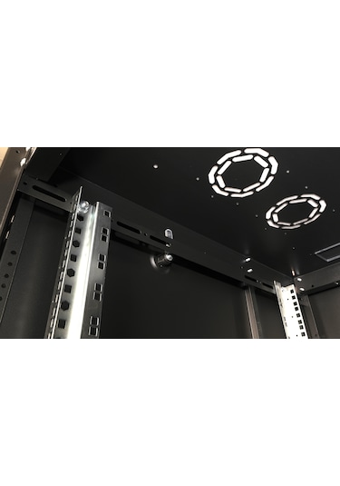 Lande Demonte 26u 600x800 Hyperline Dikili Tip Rack Kabinet Siyah Ön Cam Kapak / Tekerlekli