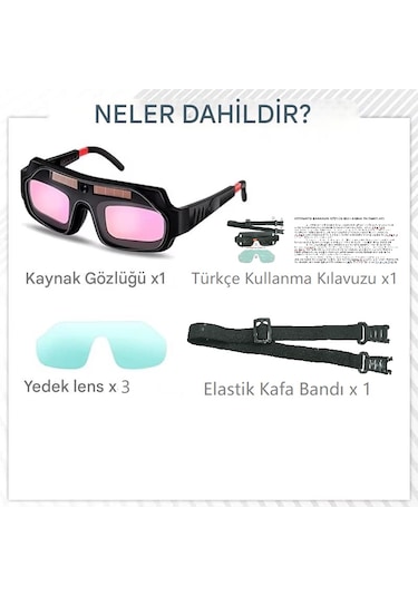 Yate10 Otomatik Kararan Kavisli Kaynak Gözlüğü + 3 Koruma Camı