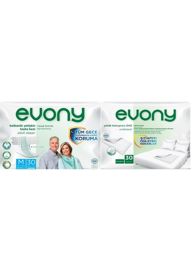 Evony Hasta Bezi Bel Bantlı M 30 Adet+ Yatak Koruyucu 30 Adet M