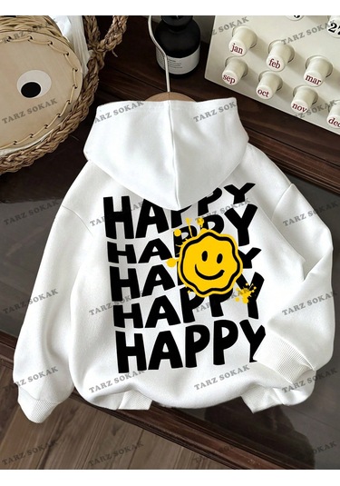 Y2k Trend Sezon Unisex Retro Sweatshırt Kapşonlu Kod 1900 Trz2280 Beyaz