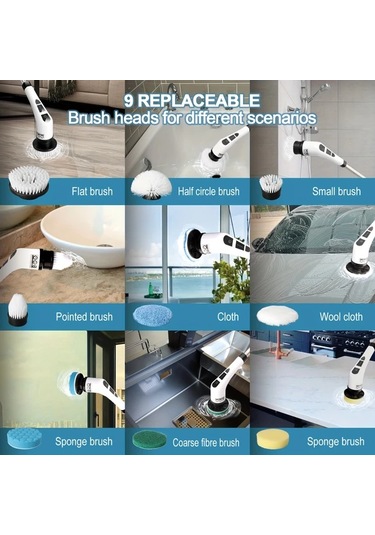 Fochsia Minimalist Style 6 My 006 Elektrikli Döner Fırça Şarj Edilebilir Kablosuz Temizlik Fırçası Ayarlanabilir Sap Usb C Şarj Lityum Pil Halı Banyo Mutfak Seramik Ve Ev Temizliği İçin