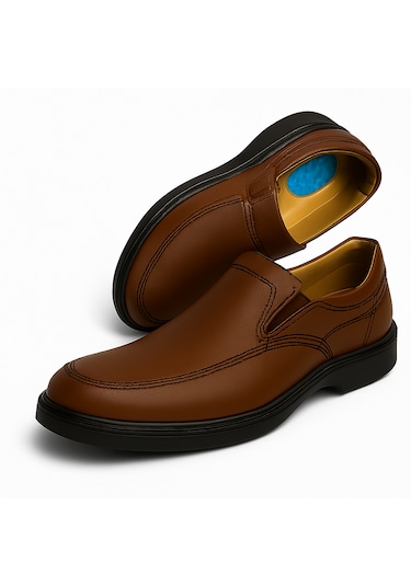 Growish Gr0210 Hakiki Yumuşak Deri Jel Destekli Poli Taban Comfort Erkek Günlük Ayakkabı Kahverengi