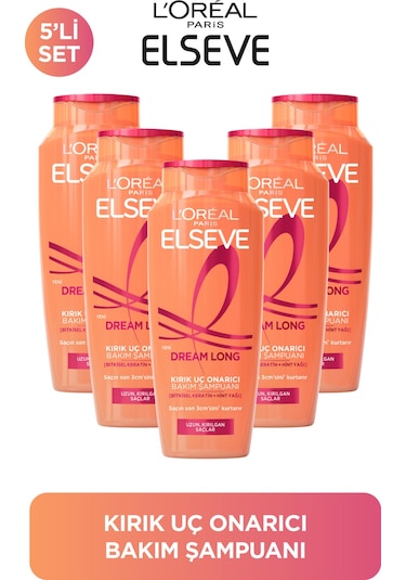 ELSEVE 5'li L'Oreal Paris Elseve Dream Long Kırık Uç Onarıcı Bakım Şampuanı 400 ml