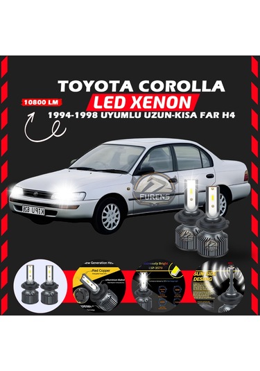 Toyota Corolla Efsane Kasa Uzun Kısa Far Uyumlu Şimşek Etkilii Led Xenon Premium Series H4