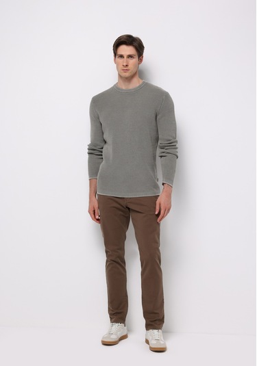 Colins Regular Fit Yuvarlak Yaka Jakarlı Erkek Yeşil Kazak Cl1076731 Q1.v2 Kha Haki