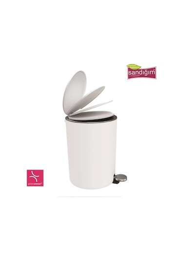 Primanova Lenox Pedallı Çöp Kovası 5 Lt Beyaz