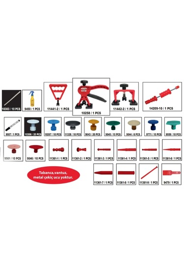 Boyasız Göçük Düzeltme Seti 146 Parça Full Tabanca,vantuz, Met
