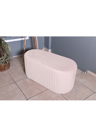 Velluto Lungo Puf-beyaz 90 Cm Kapitoneli Uzun&oval Puf&bench&koltuk&pofuduk Makyaj Puff