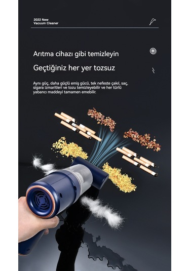 El Tipi Mini Ev Kablosuz Araç Süpürgesi-beyaz 05