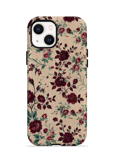 Velvoria Valestra Bordo Botanik Apple iPhone Uyumlu 15 Darbe Korumalı Kılıf Valestra Select - Bordo Botanik